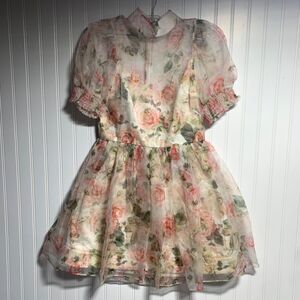 Alice + Olivia Women's Pink Silk Vernita Tiered Button Front Mini Dress Size 6